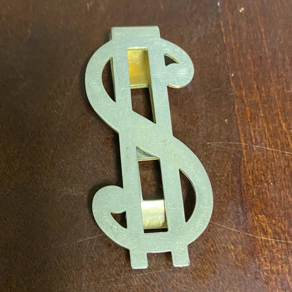 Dollar Sign $ Vintage Swank Money Clip Gold Tone
